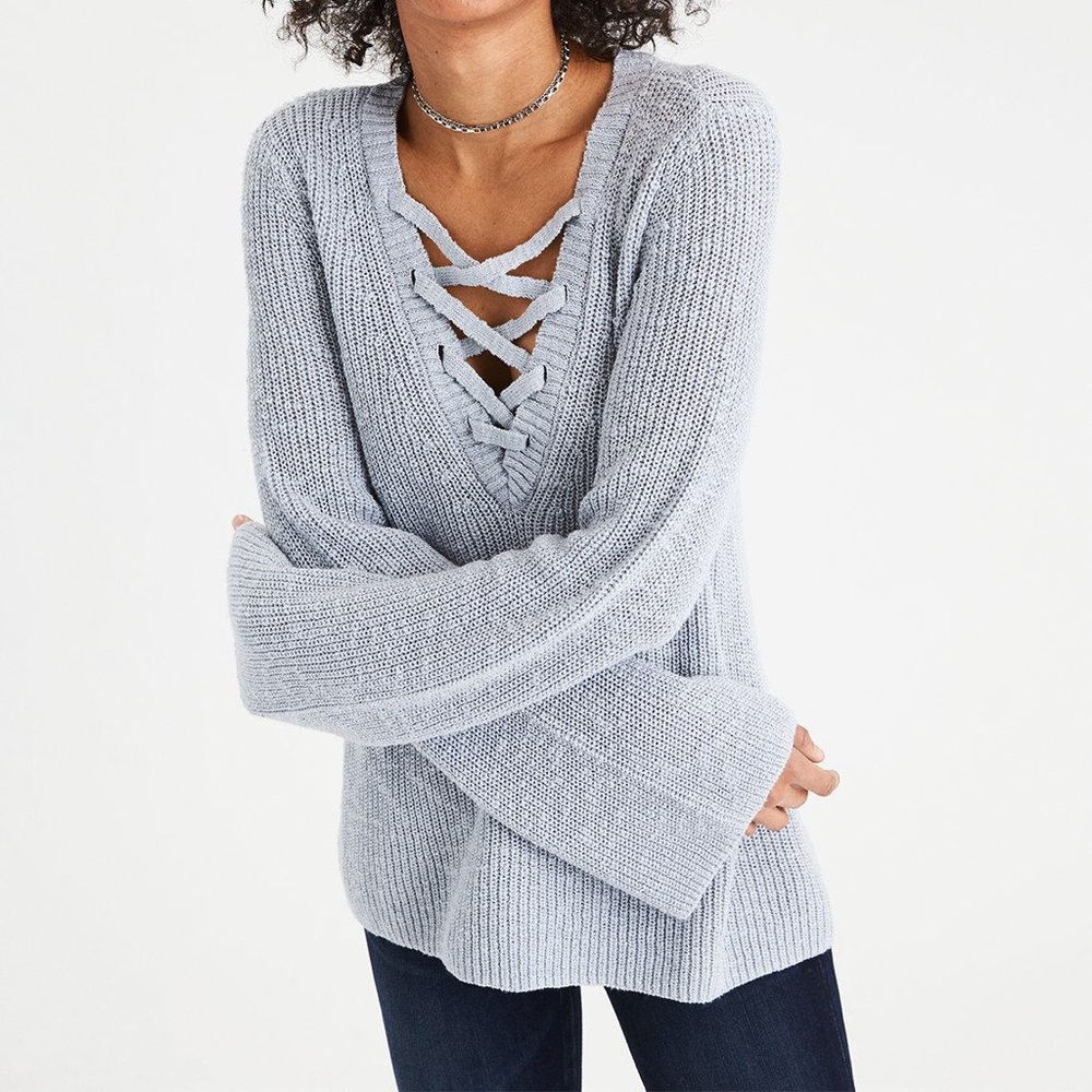 American Eagle Lace Up Sweater